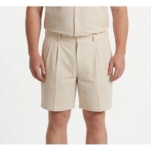 Jos A Bank Seersucker Stays Cool Shorts Men’s 36 Beige Stripe Casual Golf Preppy